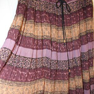 Sag Harbor Multi Color Full Patchwork Look BOHO Broomstick Skirt